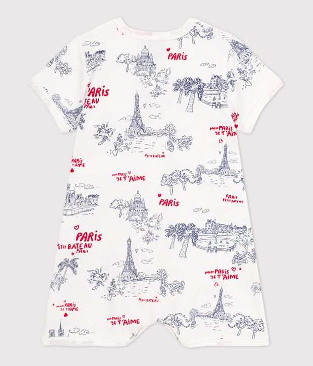 Baby-Kurzoverall Paris aus Baumwolle weiss/vielfarbig