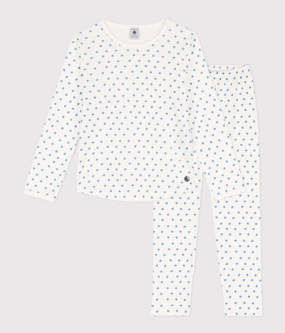 Kinderpyjama aus Baumwolle mit Polka-Dot-Muster für Mädchen weiss MARSHMALLOW/ EDNA