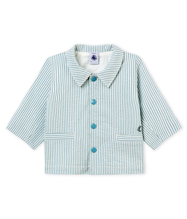Gestreifte baby-jacke jungen blau/weiss