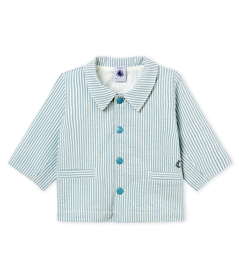 Gestreifte baby-jacke jungen blau/weiss