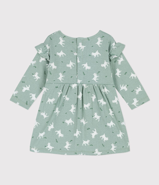 Lang&auml;rmeliges Babykleid aus bedrucktem Doppeljersey gr&uuml;n/vielfarbig
