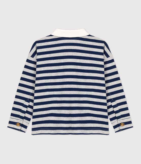 Langärmeliges, gestreiftes Kinder-Poloshirt aus Baumwolle für Jungen blau MEDIEVAL/ FUMEE