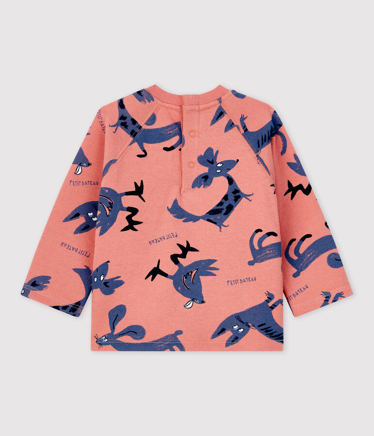 Baby-Sweatshirt aus Molton mit Tierprint rosa/vielfarbig