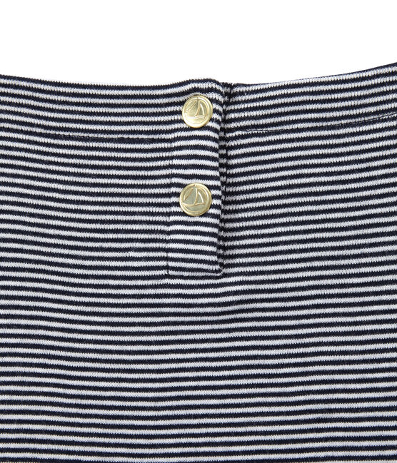 Mädchen-Kleid mit Milleraies-Ringelmuster blau SMOKING/weiss LAIT
