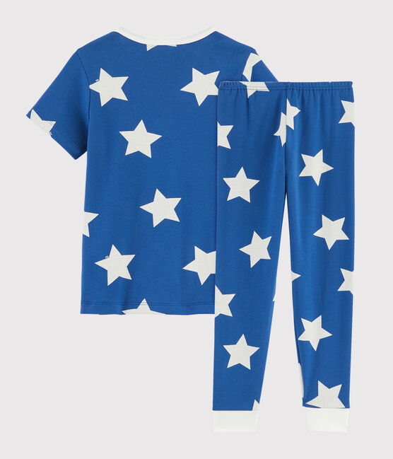 Pyjama aus Rippstrick mit Sternenmotiv blau MAJOR/weiss ECUME