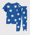 Pyjama aus Rippstrick mit Sternenmotiv blau MAJOR/weiss ECUME