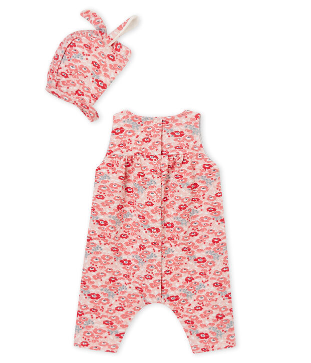 Lange Baby M&auml;dchenLatzhose und Haube vielfarbig