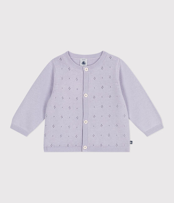 Baby-Cardigan aus einfarbigem Baumwollstrick violett PARME