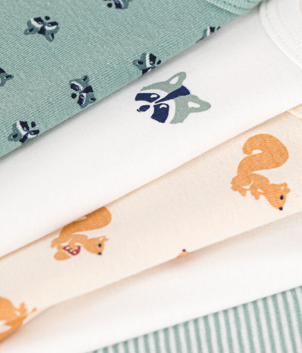 5er-Set lang&auml;rmelige Bodys aus Baumwolle mit Tiermotiv f&uuml;r Babys vielfarbig