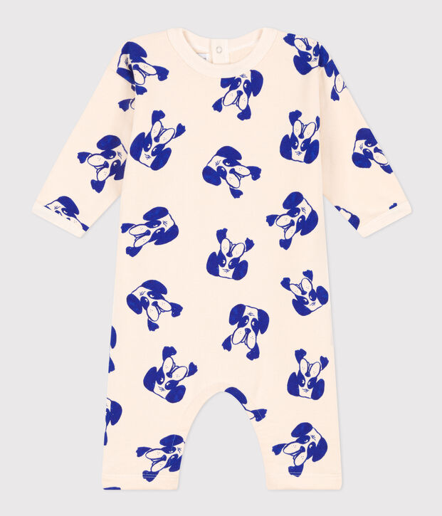 Langer Baby-Overall aus bedrucktem Molton naturfarben/vielfarbig