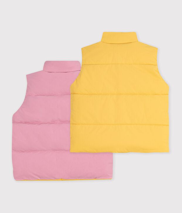 Einfarbige Kinder-Winterweste rosa/gelb