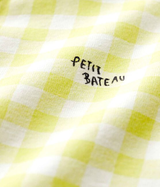 Baby-Strampler aus Baumwolle mit Vichy-Muster in Gelb weiss MARSHMALLOW/ SUNNY