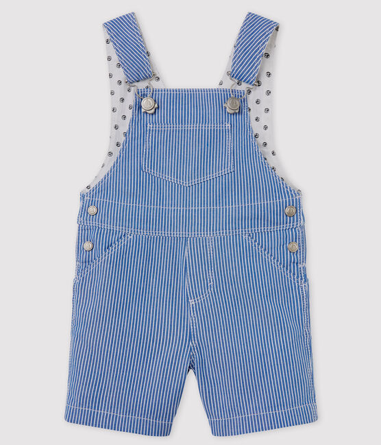 Baby-Latzhose aus Leinen blau SURF/weiss ECUME