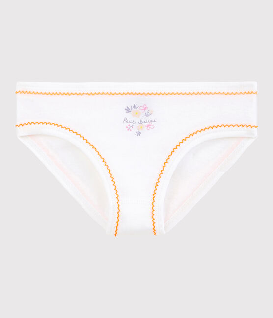 Baumwollhöschen für kleine Mädchen weiss ECUME/ ORANGE