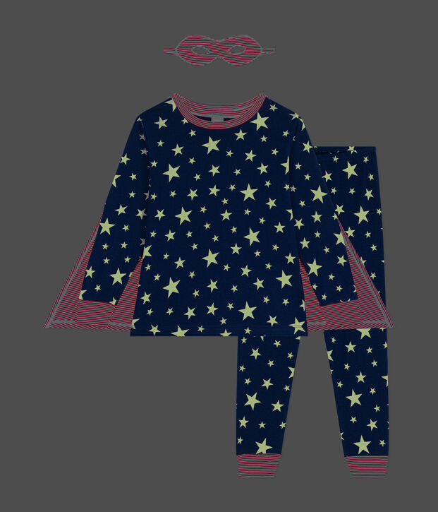 Phosphoreszierender Maskerade-Pyjama aus Baumwolle f&uuml;r kleine M&auml;dchen/kleine Jungen blau/vielfarbig