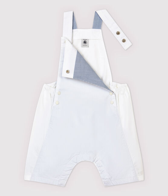Kurze Baby-Latzhose aus Sergestoff für Jungen weiss ECUME