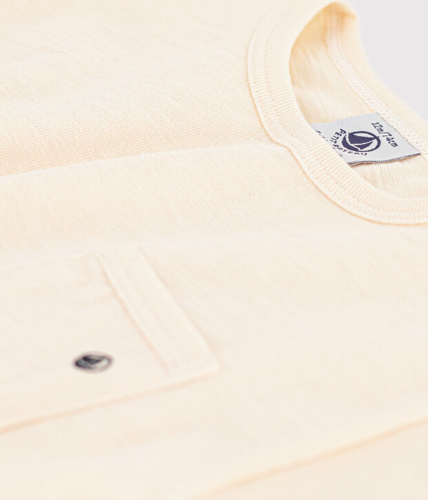 Kurz&auml;rmeliges Baby-T-Shirt aus geflammtem Jersey. naturfarben