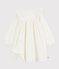Langärmeliges Kinder-Kleid aus einfarbigem Fein-Cord. naturfarben MILK/ ARGENT