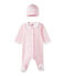 Baby-Mädchen-Strampler und Mütze für Neugeborene rosa VIENNE/weiss MULTICO