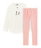 Rippstrick-Pyjama für kleine Mädchen. weiss MARSHMALLOW/rosa ROSAKO