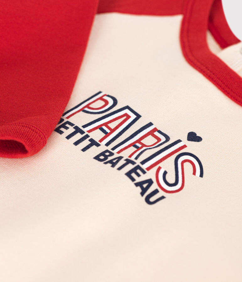 Baby-Sweatshirt aus leichtem Molton naturfarben/rot