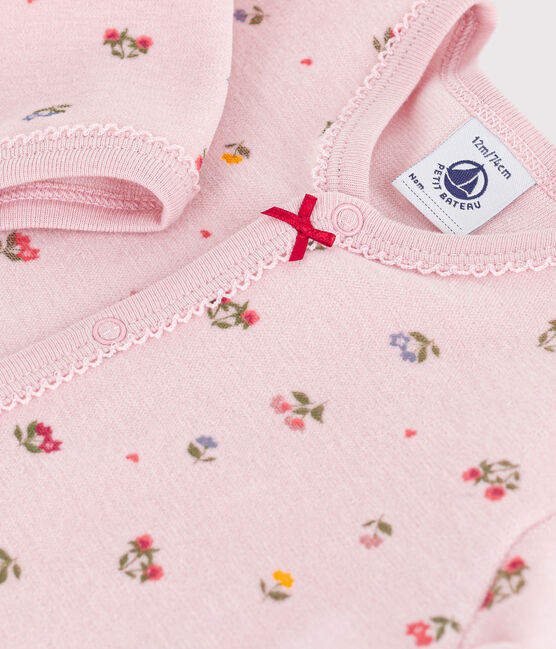 Strampler aus Nicki mit Blumenmotiv rosa JOLI/weiss MULTICO