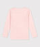 Langärmeliges T-Shirt aus Wolle und Baumwolle mit Ringelstreifen für Mädchen rosa CHARME/weiss MARSHMALLOW