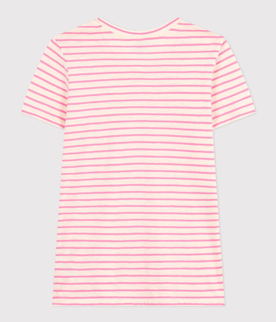 Damen-T-Shirt Le Droit aus Baumwolle, mit Rundhalsausschnitt und Streifen AVALANCHE/ SHOCKING