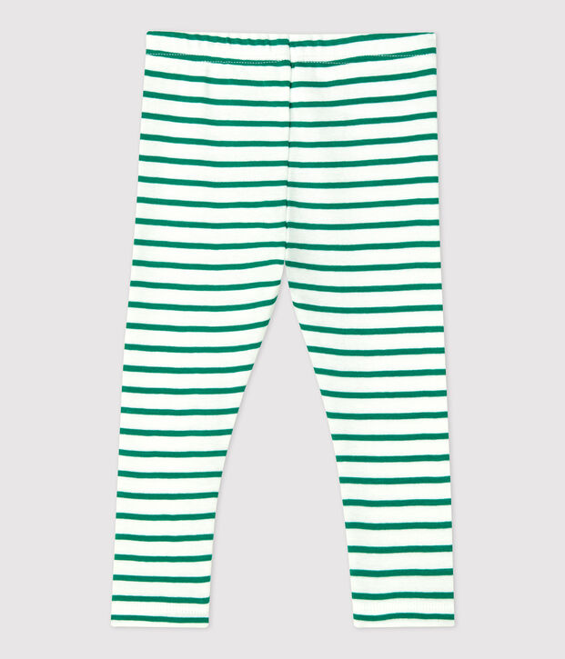 Baby-Leggings aus Baumwolle. weiss/gr&uuml;n