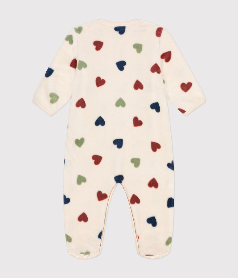 Baby Overall-Pyjama aus Fleece naturfarben/vielfarbig