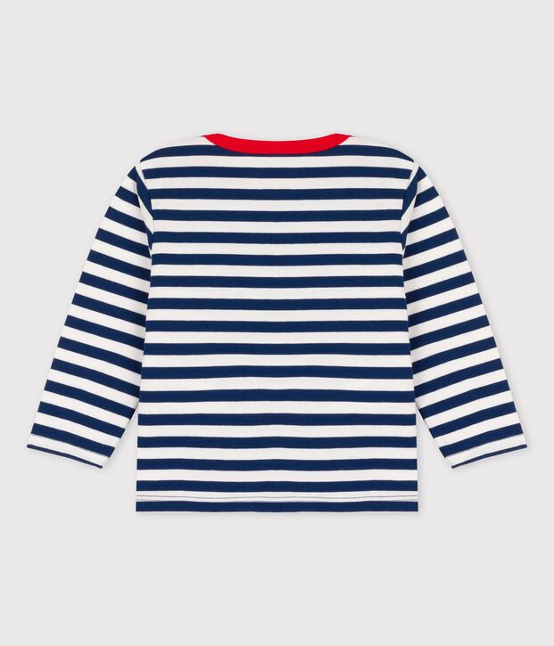 Lang&auml;rmeliges gestreiftes Baby-T-Shirt aus Jersey blau/weiss