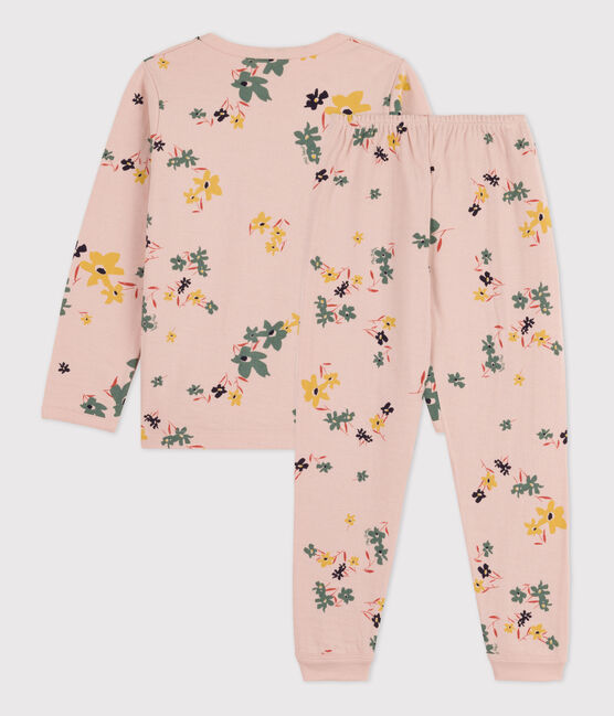 Kinderpyjama aus Doppeljersey mit Blumenmotiv für Mädchen rosa SALINE/weiss MULTICO