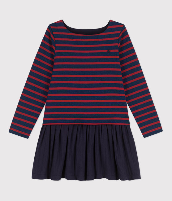 Gestreiftes Kinderkleid aus dichter Baumwolle und Baumwollgaze für Mädchen LITTORAL CHINE/ STOP