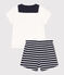 2-teiliges Baby-Set aus Baumwolle, T-Shirt mit Matrosenkragen blau SMOKING/weiss MARSHMALLOW
