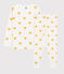 Kinderpyjama aus Bio-Baumwoll-Doppeljersey mit gelbem Herzmotiv weiss MARSHMALLOW/gelb OCRE