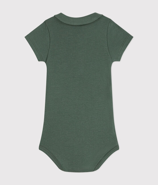 Kurzärmeliger Baby-Body mit Bubikragen aus Baumwolle grün CROCO