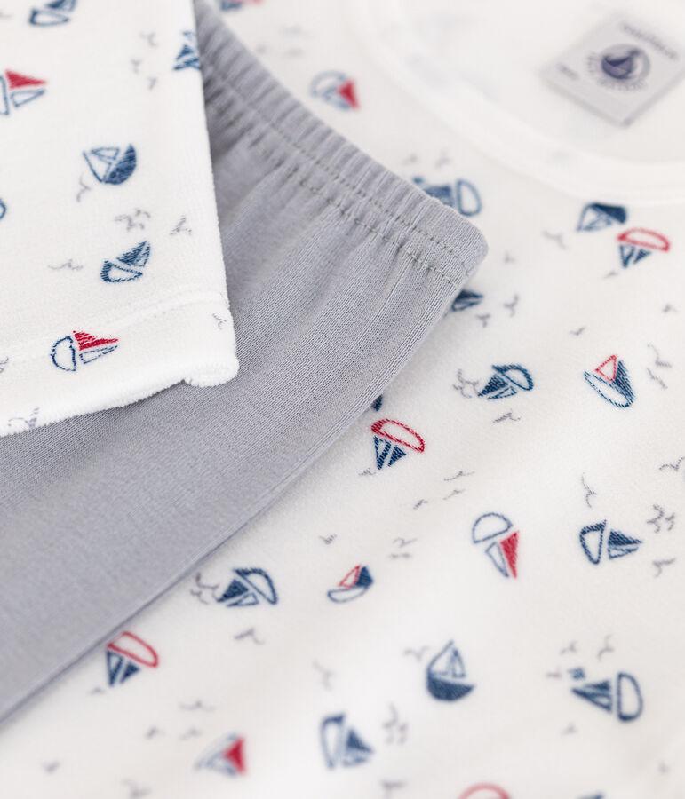 Pyjama aus Nicki f&uuml;r Kinder grau/vielfarbig