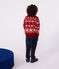 Kinder-Pullover aus Wolle und Baumwolle mit Muster rot/naturfarben