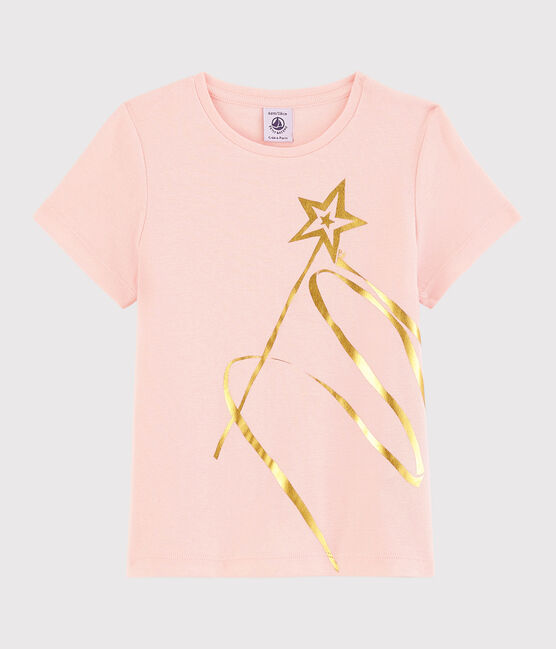 Kurzärmliges Kinder-T-Shirt aus Baumwolle für Mädchen rosa MINOIS