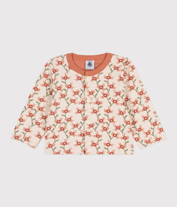 Baby-Cardigan aus gestepptem Doppeljersey mit Aufdruck naturfarben/vielfarbig
