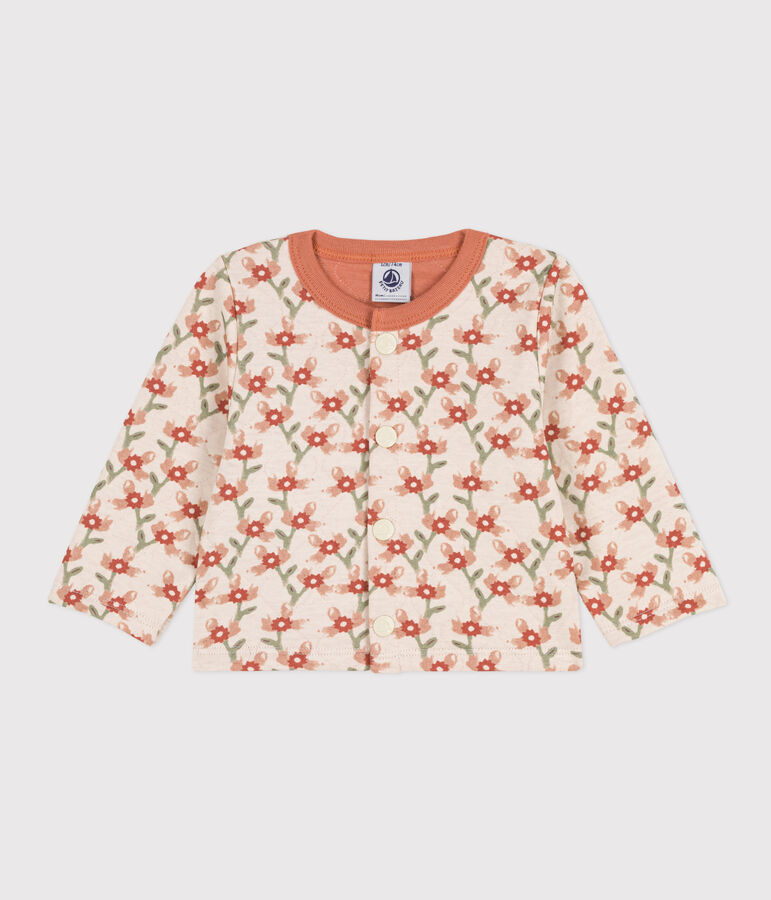 Baby-Cardigan aus gestepptem Doppeljersey mit Aufdruck naturfarben/vielfarbig