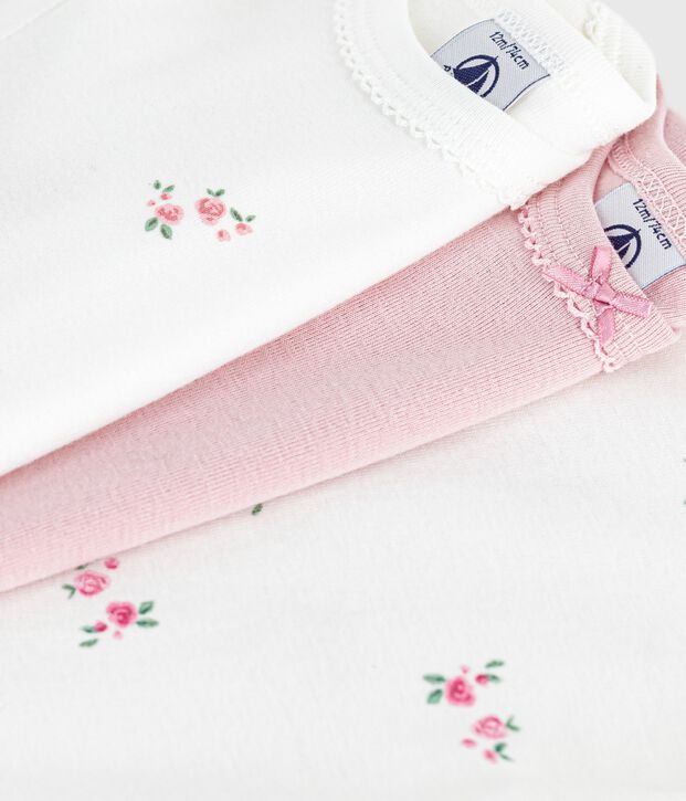 Set kurz&auml;rmeliger Baby-Bodys aus Baumwolle mit Blumenmuster vielfarbig