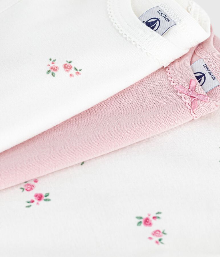 Set kurz&auml;rmeliger Baby-Bodys aus Baumwolle mit Blumenmuster vielfarbig
