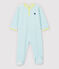 Baby-Strampler aus Velours mit blauen Streifen weiss MARSHMALLOW/blau TIKI