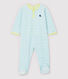Baby-Strampler aus Velours mit blauen Streifen