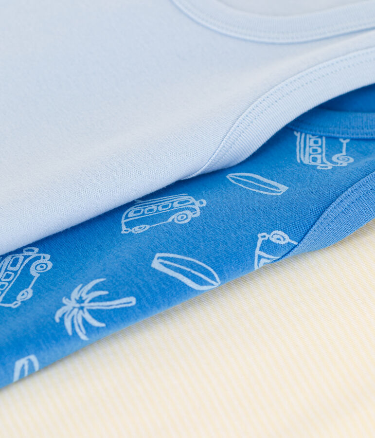 3er-Set Kinder-Unterhemden aus Baumwolle mit Minibus-Motiv vielfarbig