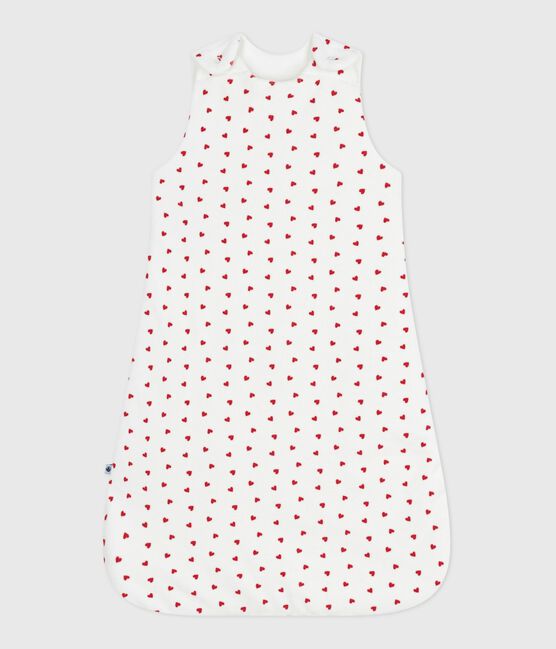 Baby-Schlafsack aus Nicki mit Herzmotiv TOG-Wert 3 weiss MARSHMALLOW/rot TERKUIT