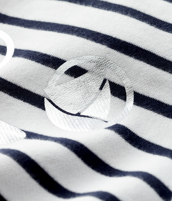 Baby-Sweatshirt aus Molton für Mädchen weiss MARSHMALLOW/blau SMOKING