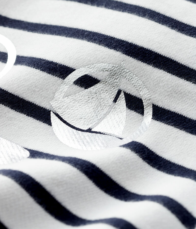 Baby-Sweatshirt aus Molton f&uuml;r M&auml;dchen weiss/blau