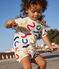 Baby-Kurzoverall aus Molton weiss MARSHMALLOW/weiss MULTICO